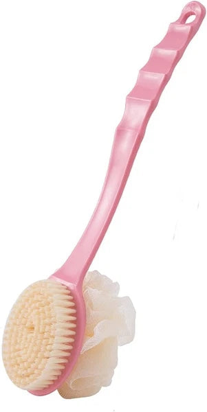 2in1 Long Handled Bath Shower Brush Bristles Exfoliation Cleansing Back Scrubber