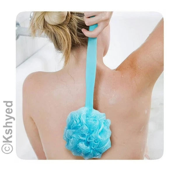 Bath Body Brush Soft Bristles & Loofah Back Scrubber Plastic Handle (1 Pack) New