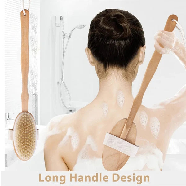 Premium Dry Skin Brush - Natural Bristle 9100738Bamboo Scrubber for Shower Use