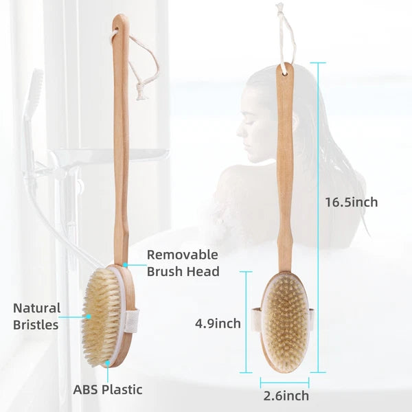 Premium Dry Skin Brush - Natural Bristle 9100738Bamboo Scrubber for Shower Use
