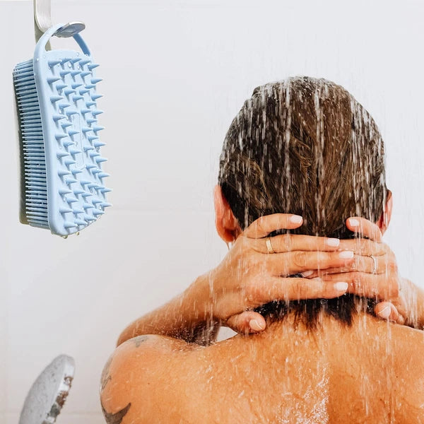 2 PC Silicone Exfoliating Body Scrubber, 2 in 1 Silicone Body Shampoo Brush, ...