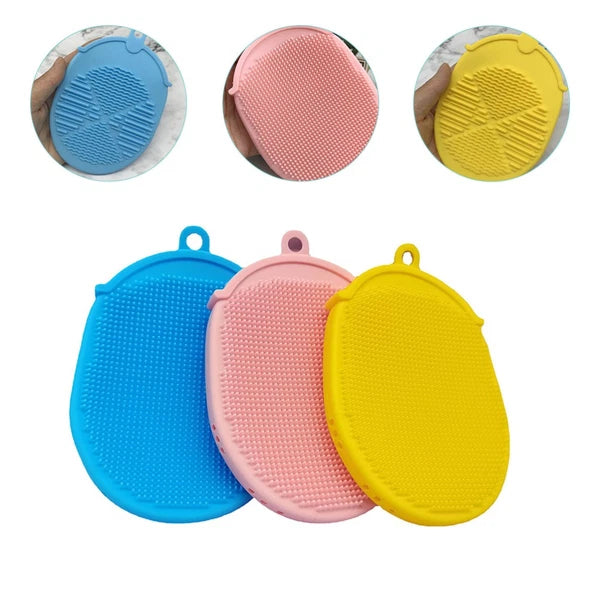 3 Pcs Bath Brush Double-sided Body Scrubbers Silicone Exfoliating