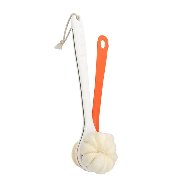 2-in-1 Long Handle Bath Brush 360° Extendable Soft Bristle Back Shower Scrubber