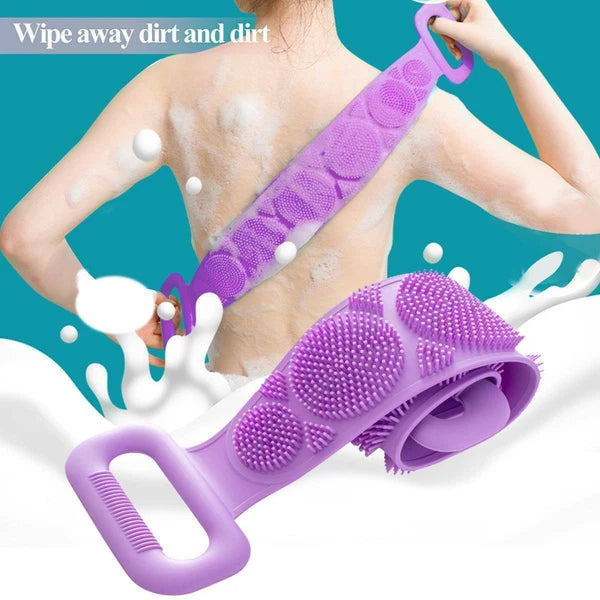 Body Cleaning Double Sided Back Scrubber Bath Shower Silicone Spa Brush Tool UK