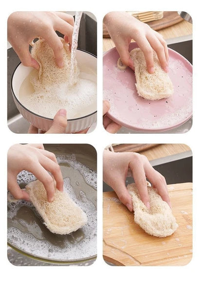 5pcs Natural Loofah Sponge Exfoliating Body Scrubber Shower Bath Spa Dishes Wash