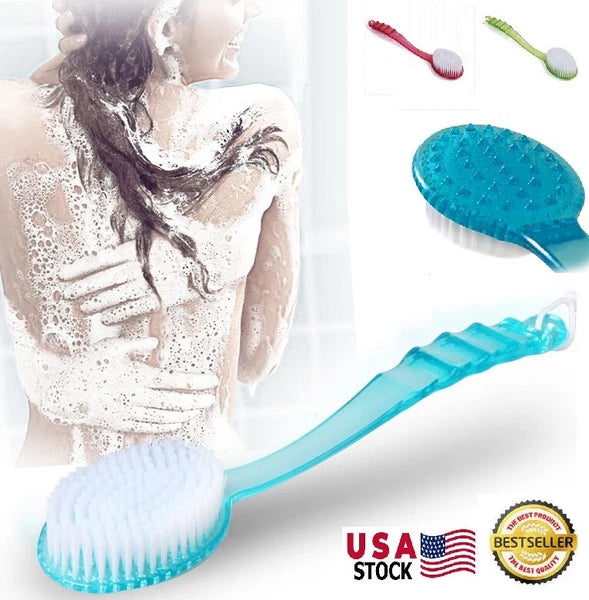 2× Long Handle Back Shower Exfoliating Bath Body Brush Skin Scrubber Massager US