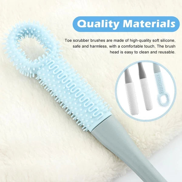 3 Pack Toe Scrubber Brush,With 15.75 Long Handle Silicone Shower Foot Scrubber,