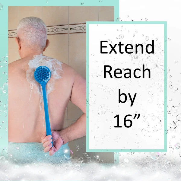 Bendable Long Handled Silicone Body Brush & Hair Scrubber - Bath Shower Back ...