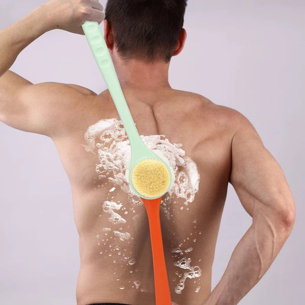 2-in-1 Long Handle Bath Brush 360° Extendable Soft Bristle Back Shower Scrubber