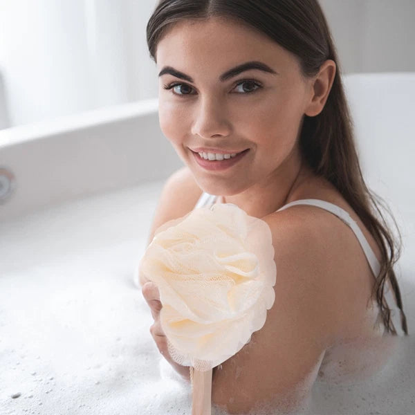 Exfoliating Back Brush Long Handle Bath Sponge Scrubber for Shower Use