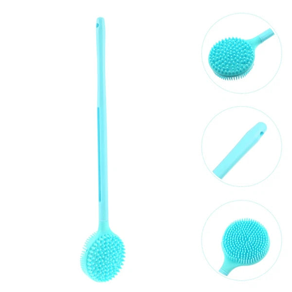 Double-Sided Silicone Body Scrubber Bath Shower Body Brush with Long Handle