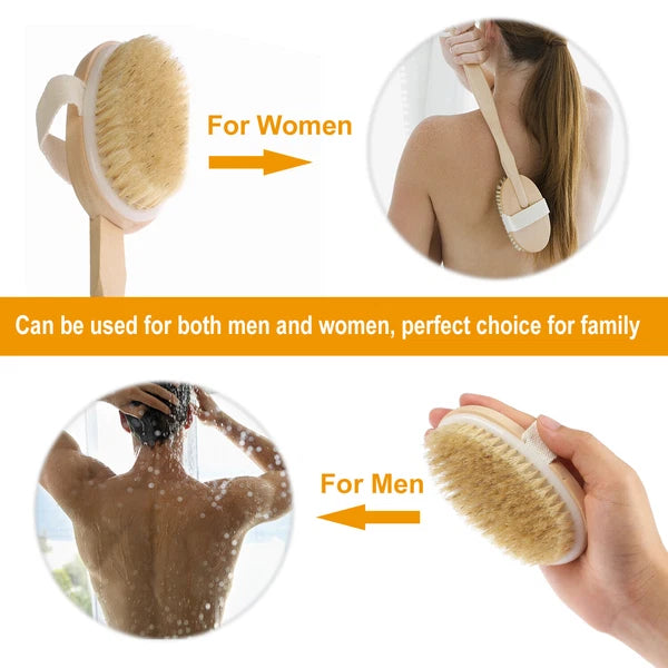 Natural Wooden 15" Bath Shower Body Back Brush Spa Scrubber With Long Handle US