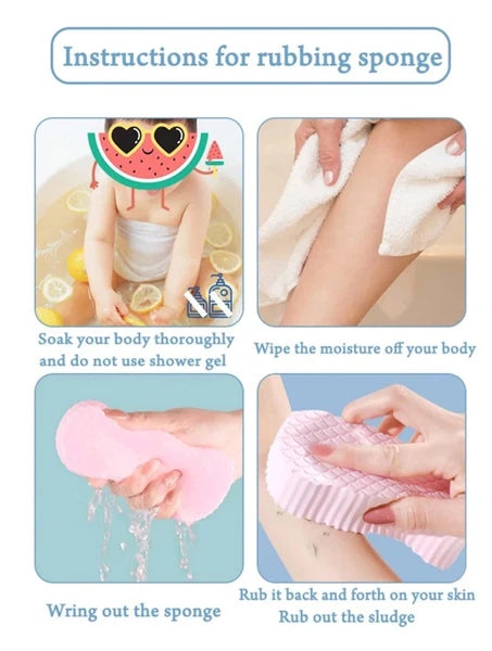 Pink Soft Painless Sponge Body Scrubber Baby Adults Bath Exfoliating Scrub Skin
