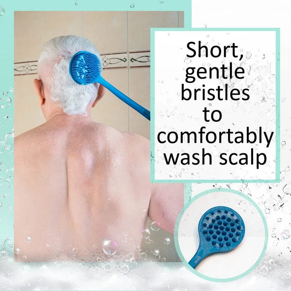 Bendable Long Handled Silicone Body Brush & Hair Scrubber - Bath Shower Back ...