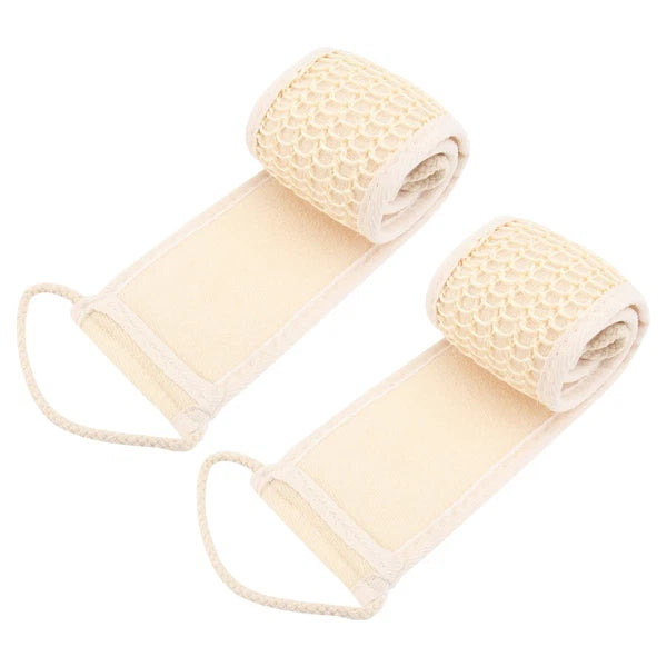 2Pcs Long Body Scrubber Back Cleaning Bath Strap Exfoliating Bath Body Brush