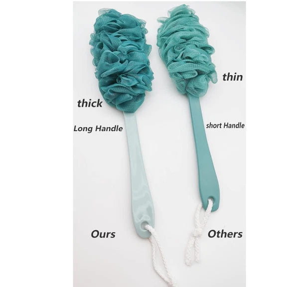 Back Scrubber for Shower with Long Handle, Soft Nylon Mesh Sponge, Blue, Unisex