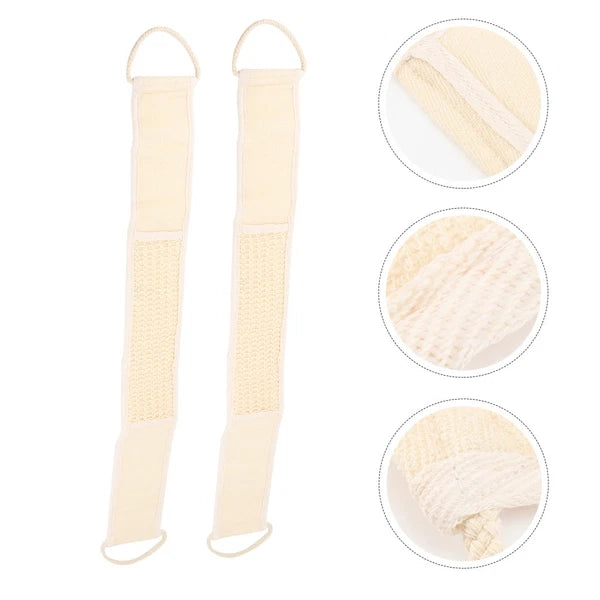 2Pcs Long Body Scrubber Back Cleaning Bath Strap Exfoliating Bath Body Brush