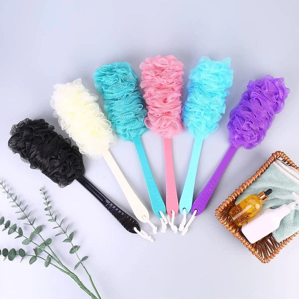 Back Scrubber Brush Long Handle for Shower, Loofah On a Stick Sponge Back Bru...