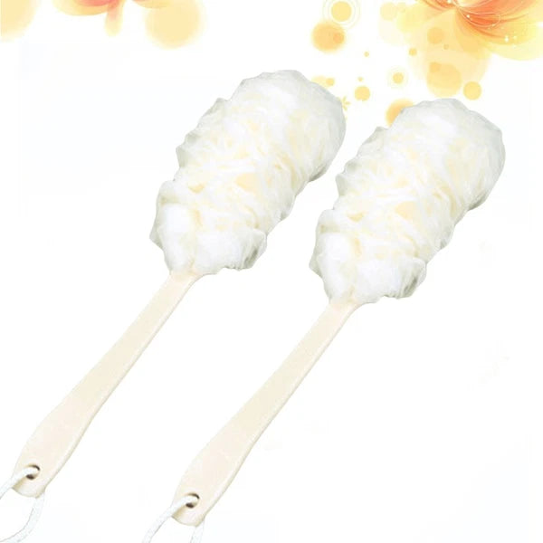 2 Pcs Rub The Back Bath Flowers Scrubber with Long Handle Bathroom
