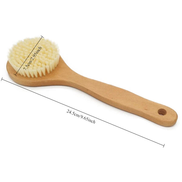Brown Body Brush Dry Brushing Back Scrubber Shower Bath Massage Brush