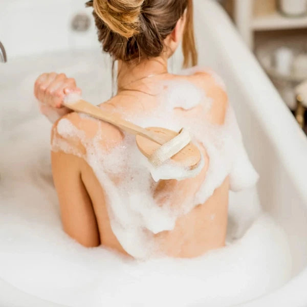 Premium Dry Skin Brush - Natural Bristle 9100738Bamboo Scrubber for Shower Use