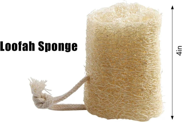 4pcs Natural Loofah Exfoliating Back Scrubber Set for Shower, Luffa Sponge Pads