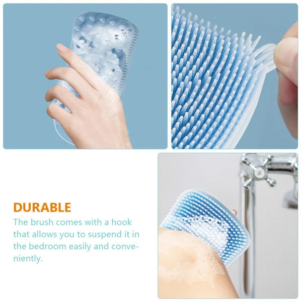 2 Pcs Silicone Shampoo Brush Handheld Bath Exfoliating Shower Brushes