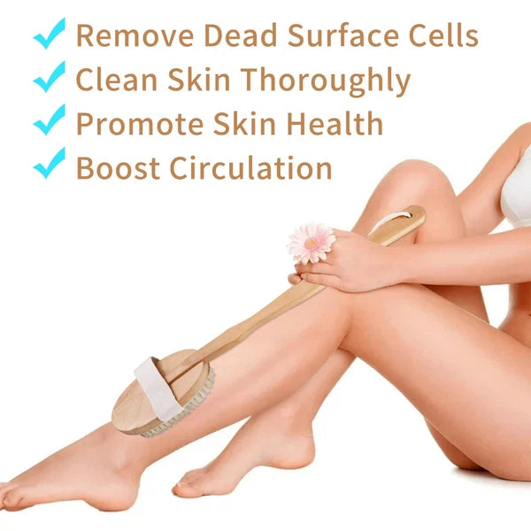 Premium Dry Skin Brush - Natural Bristle 9100738Bamboo Scrubber for Shower Use