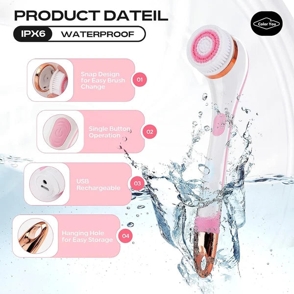 Electric Body Brush for Exfoliating and Massage, Long Handle Electric Bath Brush
