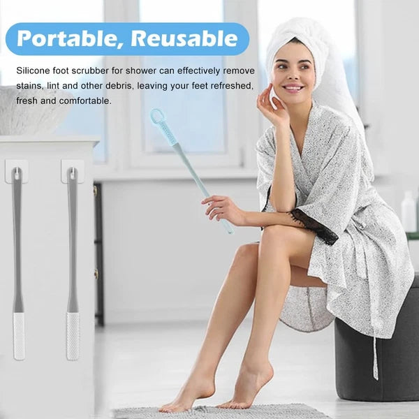 3 Pack Toe Scrubber Brush,With 15.75 Long Handle Silicone Shower Foot Scrubber,