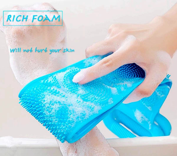 Silicone Bath Towel Back Brush Scrubber Exfoliating Scrub Body Wash Dual Side