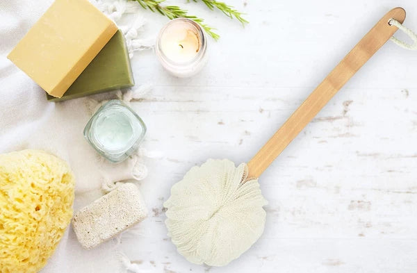 Bath Sponge With Wooden Handle Shower Loofah Brush Back Cleaning Scrubber Long C