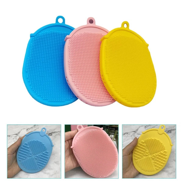 3 Pcs Bath Brush Double-sided Body Scrubbers Silicone Exfoliating