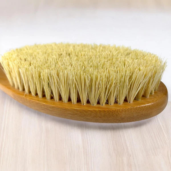 Curved Handle Dry Brush | Natural Bristle Body Brush | Exfoliating Shower Tool