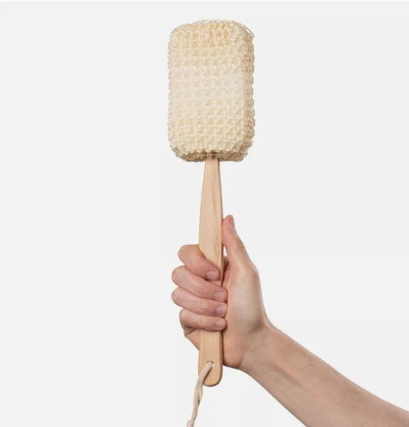 Sisal Back Body Brush Sponge Scrub Scrubber Shower Bath Cleaning Long Handle