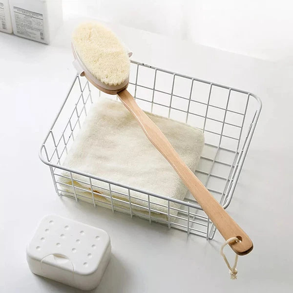 Shower Body Brush Extra Long Handle Natural Wooden Bath Back Massage Scrubber
