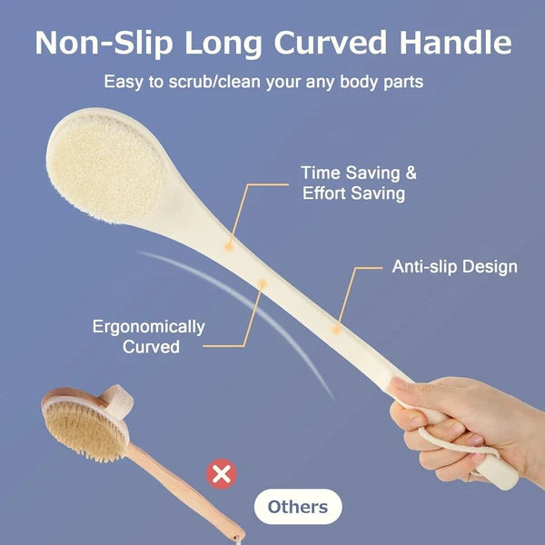 Body Brush Back Scrubber, 17 in Never Mold Back Brush Long Handle for Shower, Ex
