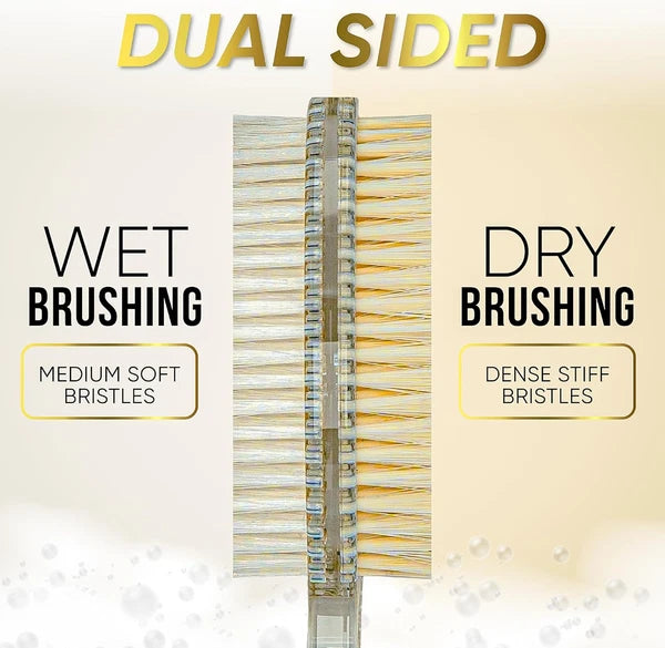 GOLDEZLUX® Body Brush Dual-Sided Shower Brush Back Scrubber, Premium Medium Soft
