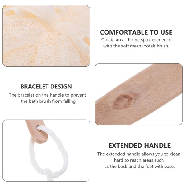 Exfoliating Back Brush Long Handle Bath Sponge Scrubber for Shower Use