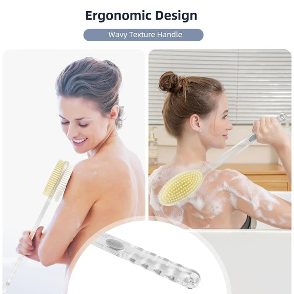 Back Brush Long Handle Shower Bath Scrubber Body For Dual-sided With Stiff Soft