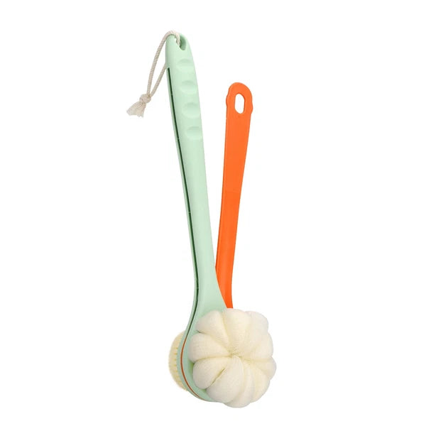 2-in-1 Long Handle Bath Brush 360° Extendable Soft Bristle Back Shower Scrubber