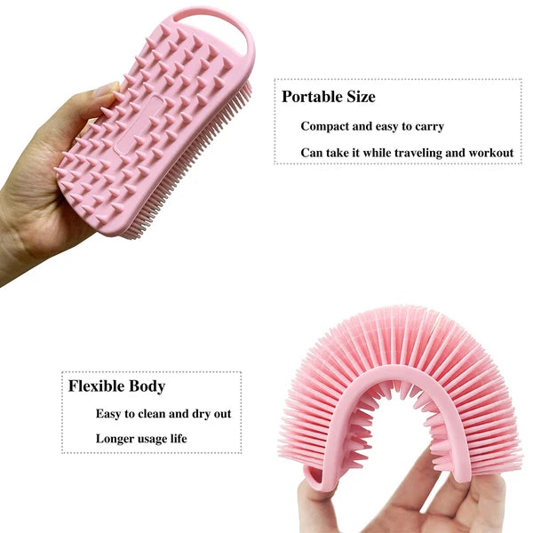 2 PC Silicone Exfoliating Body Scrubber, 2 in 1 Silicone Body Shampoo Brush, ...