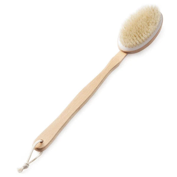 Durable Natural Long-Handled Bath Shower Body Back Dry Skin Spa Scrubber Brush