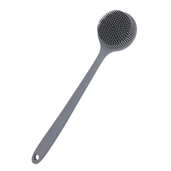 DNC Silicone Back Scrubber for Shower Bath Body Brush with Long Handle (Gray)
