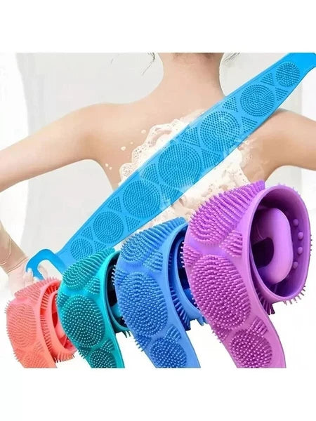 Silicon Long Body Cleaning Double Sided Back Scrubber Bath Shower Belt Brush UK