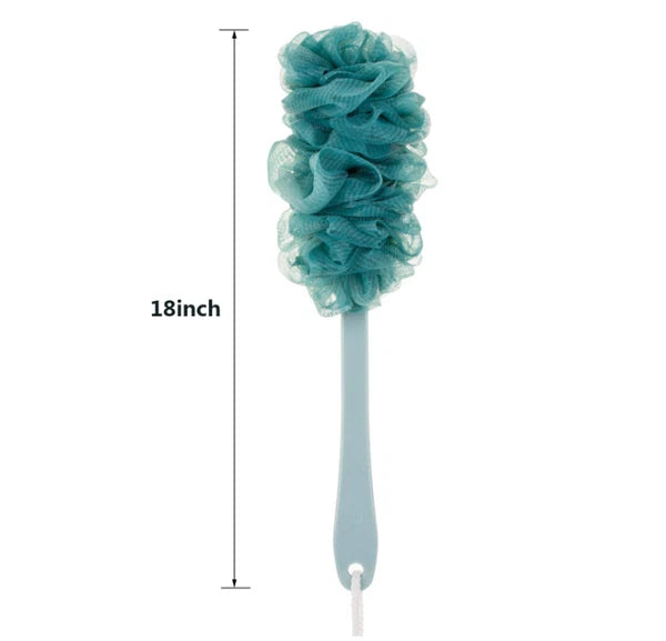 Back Scrubber for Shower with Long Handle, Soft Nylon Mesh Sponge, Blue, Unisex
