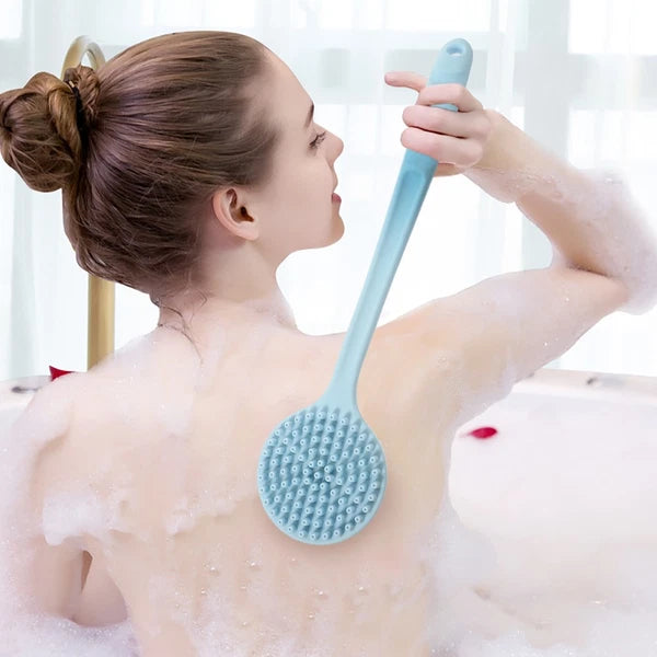 Silicone Bath Brush Man Back Cleaning Scrubber for Body Long Handle Shower
