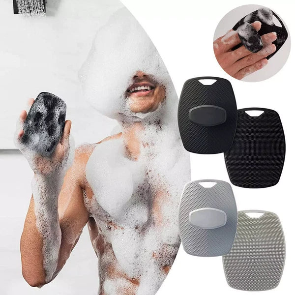Mens Silicone Body Scrubber Shower Cleansing Brush Exfoliating Deep Clean Tool