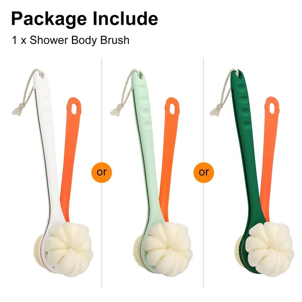 2-in-1 Long Handle Bath Brush 360° Extendable Soft Bristle Back Shower Scrubber