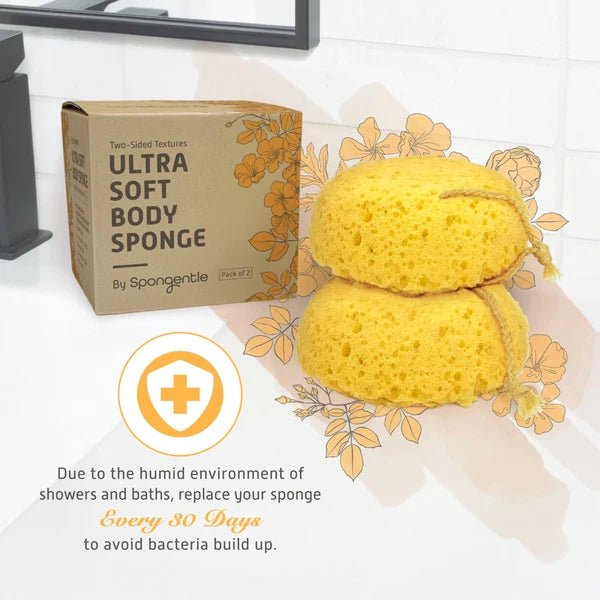 Exfoliating 2-Texture Loofah Sponge Ultra Soft, for Bath and Shower (Pack of 2)